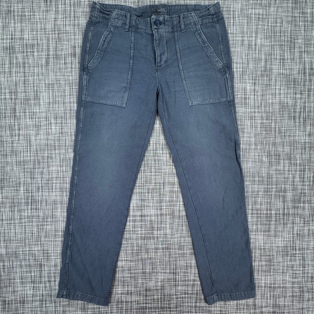 American Eagle Womens Utility Pants Blue Approx 30 Waist Low Rise Patch Pockets